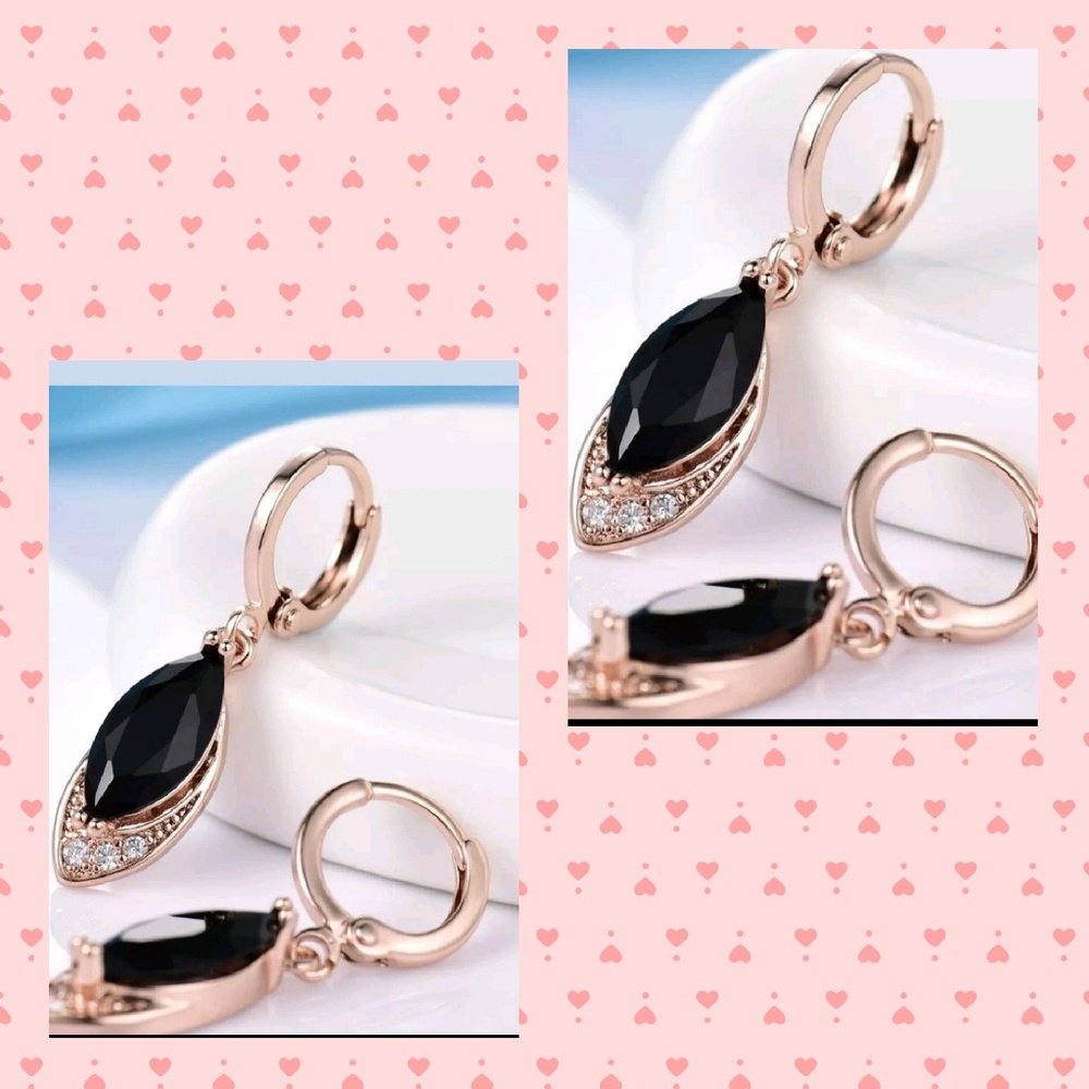 18K Gold Filled Black Topaz Crystal Dangle Drop